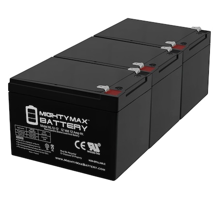 ML12-12 - 12V 12AH F2 Replacement UPS Battery For CSB GP12120F2 3 Pack